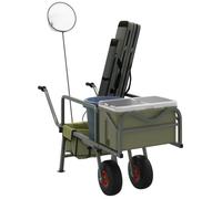 Chariot de pêche vert avec 2 roues acier enduit de poudre
