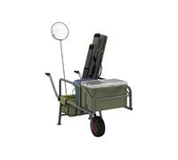 Chariot de pêche vert avec roue acier enduit de poudre