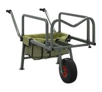 Chariot de pêche vert avec roue acier enduit de poudre