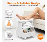 Chariot de pédicure roulant avec tiroir, chariot de salon de beauté avec roulettes verrouillables, chariot spa pour repose-pieds pour manucure et salon de nail art Ivoire
