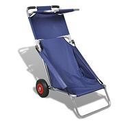 Tidyard Chariot de Plage/Charrette à Main/Charrette de Transport Pliable avec Roues Portable et Pliable Bleu