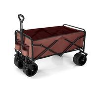 Chariot de plage pliable à 4 roues, poignée réglable et porte-gobelets, chariot de camping portable pour le shopping, les festivals et les aventures en plein air, pneus durables de 20,3 cm