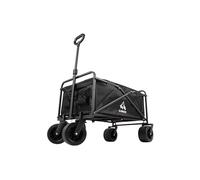 Chariot de Plage Pliable, Chariot de Jardin, Chariot de Transport à roulettes Tout Terrain,Roue Large, Poignée Réglable Charrette pour Extérieur Camping Pique-Nique BBQ Solide (Noir)
