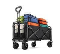 Chariot de Plage Pliable, Chariot de Transport Pliable à Roulette Tout Terrain, avec Poignée Réglable pour Jardin Camping
