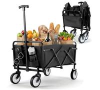 Chariot de Plage Pliable Poignée Réglable Chariot de Jardin Chariots de Transport pour Transport, Plage, Camping, Courses, Chariot de Jardinage Chariot à roulettes avec Jusqu’à 60KG