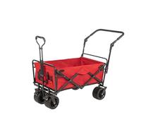 Chariot de plage pliable portable avec roulettes Chariot léger pour pique-nique, camping, pêche et jardin, polyvalent, utilitaire de shopping en plein air (rouge)