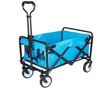 Chariot de plage pliable pour le camping, les sports de plein air et l'utilisation de la tanière - Chariot de transport portable (bleu)