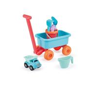 Chariot de plage rempli ECOIFFIER 8 accessoires 18 mois seau 12 cm bleu et rouge