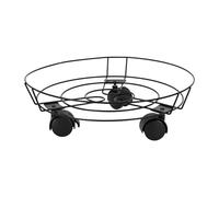 Chariot de plantation rond en métal noir - 32 cm - Soucoupe de pot avec 3 roulettes - Chariot pour plantes - Support à roulettes