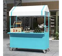 Chariot de présentation mobile d'extérieur avec roues verrouillables et auvent, stand de marché pour événements, support portable de 120 cm, blanc