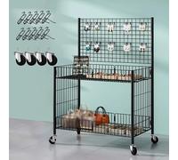 Chariot de présentation pliable portable pour événements de fournisseurs - Chariot de chariot mobile avec roues pour la nourriture de rue en plein air et les foires d'art (noir, 65 cm)