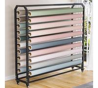 Chariot de présentation Textile Robuste avec Tige réglable et roulettes verrouillables - Organiseur Mobile en Acier pour Rouleaux de Vinyle, habillages de Voiture, nappes et Plus Encore