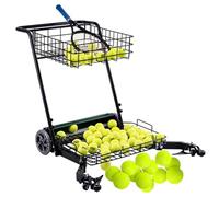 Chariot de ramassage de balles de tennis,panier de récupération automatique de balles de tennis à poussée manuelle,collecteurs de balles de tennis,peut contenir jusqu'à 290 balles de tennis Green