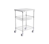 Chariot De Rangement 3 Niveaux En Acier Capacité 213,2kg Roues Verrouillables