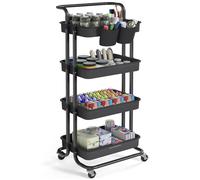 Chariot de Rangement 4 Niveaux - SONGMICS - Noir - Roulettes - Poignée - Montage Facile