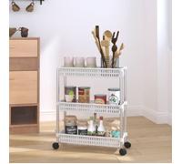vidaXL Chariot de rangement 3 niveaux – Aluminium argenté et blanc