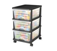 Chariot de Rangement à 3 Tiroirs en Plastique-VEVOR-Tour de Rangement à Roulettes-Bac Transparent pour Fournitures de Bureau