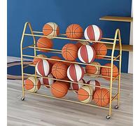 Chariot de rangement à 4 niveaux en acier avec roulettes, support de basket-ball pour garage, support de ballon de football, support de balles durable pour un rangement efficace des balles