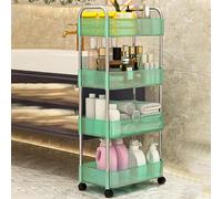 Chariot de rangement à 4 niveaux en acrylique multifonction pour cuisine, salle de bain et salon, étagère de rangement mobile pour organiser les objets importants, vert