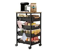 Chariot de Rangement à 5 Niveaux et 4 Tiroirs, Desserte Cuisine à roulettes | avec Poignée, Chariot Cuisine pour Ranger Fruits, Légumes, Cuisine, Chambre, Salle de Bain, Dortoir (32x38x81.5cm)