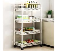Chariot de rangement à étages avec roulettes - Chariot de rangement multifonction à suspendre pour cuisine, garde-manger, salle de bain (blanc, 40 x 25,5 x 102 cm)