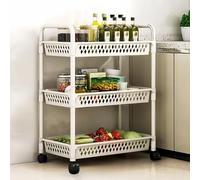 Chariot de rangement à étages avec roulettes - Chariot de rangement multifonction à suspendre pour cuisine, garde-manger, salle de bain (blanc, 40 x 25,5 x 74 cm)