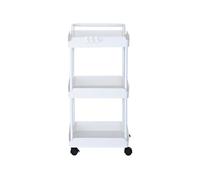 Chariot de Rangement à Roulettes 3 Niveaux de Cuisine avec Poignée, Blanc