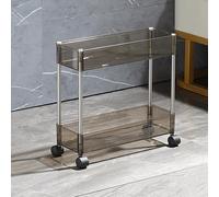 Chariot de rangement à roulettes à 2 niveaux pour cuisine, salle de bain et bureau, étagère à collation noire avec roulettes, design peu encombrant