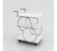 Chariot de rangement à roulettes à 3 niveaux pour cuisine, vin, dessert, hôtel, finition argentée, chariot utilitaire polyvalent pour salle à manger et événements