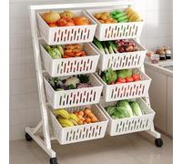 Chariot de rangement à roulettes à 4 niveaux avec roues et poignée poussoir pour l'organisation et l'utilitaire de cuisine