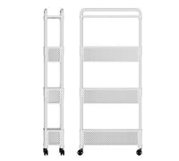 Chariot de rangement à roulettes à 4 niveaux - Chariot mobile Nizer pour salle de bain, cuisine, bureau - Étagère multifonction en plastique, blanc, 40 x 13 x 91,9 cm (l x L x H)