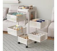 Chariot de rangement à roulettes à 5 niveaux - Solution de rangement peu encombrante pour cuisine, salle de bain et salon - Paniers pour un accès facile et une utilisation polyvalente