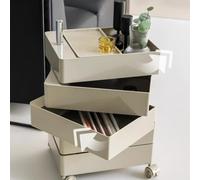 Chariot De Rangement à roulettes à 5 Tiroirs - Organisateur Utilitaire Polyvalent avec Rotation à 360°, Chariot Portable à roulettes, Idéal pour Le Khaki 16.1L*12.2W*24“H