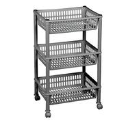 Chariot de rangement à roulettes avec 3 corbeilles - Blanc