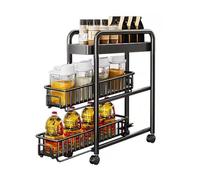 Chariot de rangement à roulettes avec panier extractible, organiseur à plusieurs niveaux pour espaces étroits