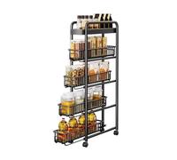 Chariot de rangement à roulettes avec panier extractible, organiseur à plusieurs niveaux pour espaces étroits