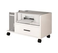 Chariot de rangement à roulettes blanc avec tiroirs en bois massif Eco-Plate Craft Nizer pour la maison, le bureau, imprimante 3D, fax, scanner - Assemblage flexible (68 x 40 x 45 cm)