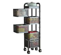 Chariot de rangement à roulettes carré en métal à 5 niveaux pour fruits et légumes, support nizer noir pour oignons, pommes de terre, collations, étagère de cuisine et design élégant