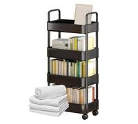 Chariot de rangement à roulettes | Chariot de rangement à roulettes | Chariot d'organisation à roulettes avec 3/4 niveaux, poignée et roues, chariot de rangement multifonctionnel pour la cuisine et le