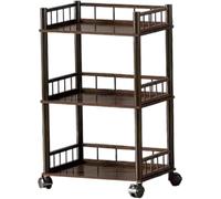 Chariot de rangement à roulettes en bambou à 3 niveaux, support utilitaire multifonction avec roulettes, organiseur compact pour cuisine, salle de bain, chambre, salon et garage