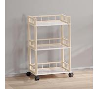 Chariot de rangement à roulettes en bambou, étagère utilitaire à 3 niveaux avec roulettes, organiseur compact pour cuisine, salle de bain, chambre, salon, garage