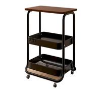 Chariot de rangement à roulettes en métal à 3 couches avec roues universelles - Chariot de rangement multifonction pour salon, chambre à coucher, petit espace