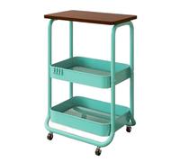 Chariot de rangement à roulettes en métal à 3 couches avec roues universelles - Chariot de rangement multifonction pour salon, chambre à coucher, petit espace