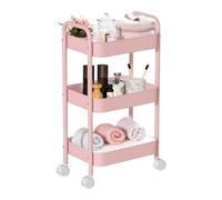 Chariot de rangement à roulettes en métal à 3 niveaux | Chariot utilitaire à roulettes avec poignée à suspendre pour bureau, salle de bain, cuisine, buanderie, endroits étroits