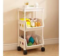 Chariot de rangement à roulettes en plastique à 3 à 5 niveaux avec roues verrouillables - Table d'appoint polyvalente pour canapé, cuisine, salon, bureau - Blanc 26,9 cm P x 33 cm l x 63,5 cm H