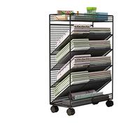 Chariot de rangement à roulettes, étagère de rangement latérale de bureau, avec roulettes, étagères inclinées, accès facile aux livres et articles de papeterie