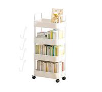 Chariot de rangement à roulettes - Étagère mobile multifonction avec crochets, chariot à 3 ou 4 niveaux | Chariot à goûter à roulettes pour salle de bain, buanderie, salle de uisine, dortoir
