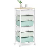 Chariot de Rangement à Roulettes KINGRACK Avec 6 Grands Tiroirs et étagères - Angement Tiroir Adapté Aux Bureaux, Chambres D'enfants et Salles D'artisanat (Vert)