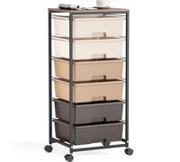Chariot de Rangement à Roulettes KINGRACK Avec 6 Grands Tiroirs et étagères - Angement Tiroir Adapté Aux Bureaux, Chambres D'enfants et Salles D'artisanat (Marron)