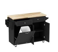 Chariot de Rangement à roulettes Poubelle de Cuisine inclinable, Rangement de 10 gallons, îlots de Rangement, Chariots Mobiles avec Support à épices Chariot Rangement(Black)